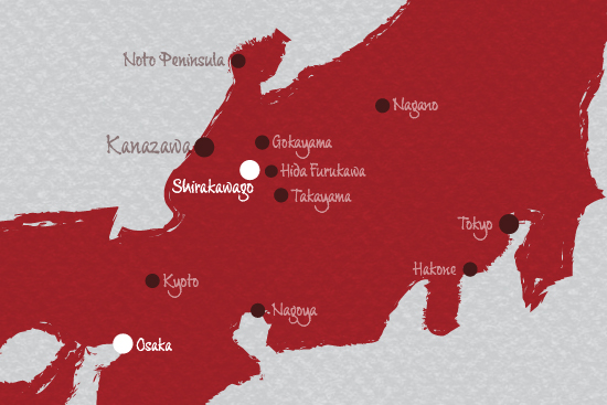 Osaka to Shirkawago map